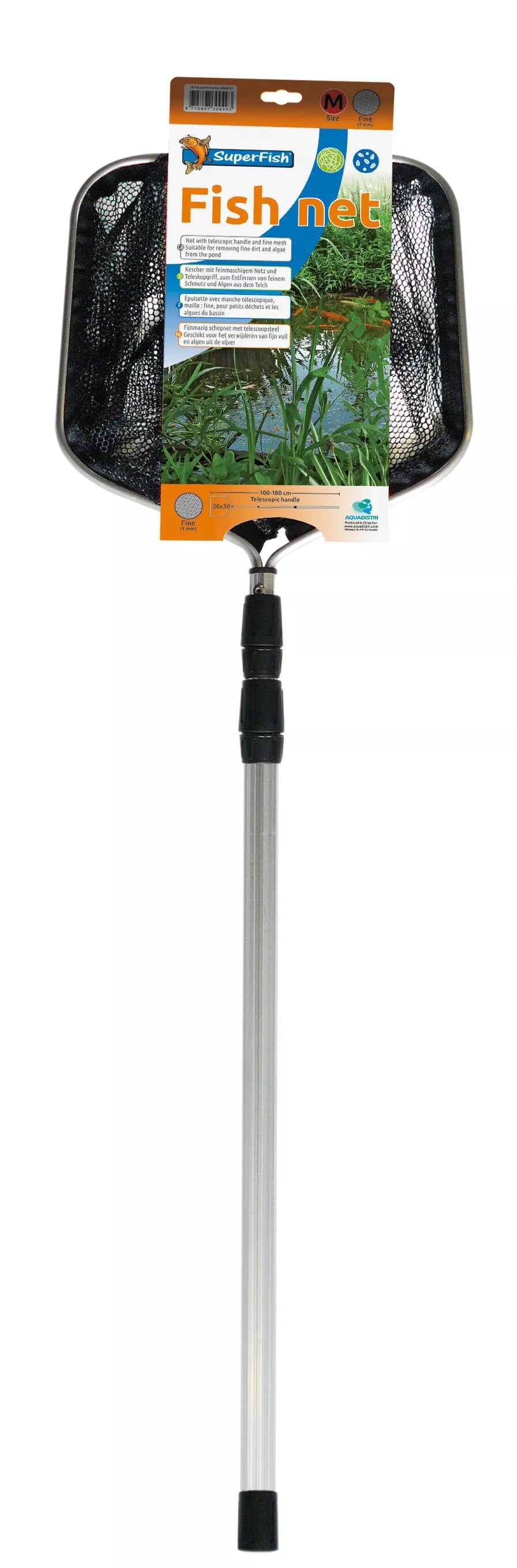 Superfish 30x30cm Medium Fine Net With 100 - 180cm Handle - Perfect Aquatics Ltd