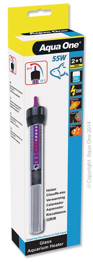 Aqua One Glass Aquarium Heater - Perfect Aquatics Ltd