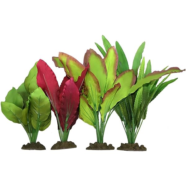 Aqua One Silk Plants Mix 4pk - Perfect Aquatics Ltd