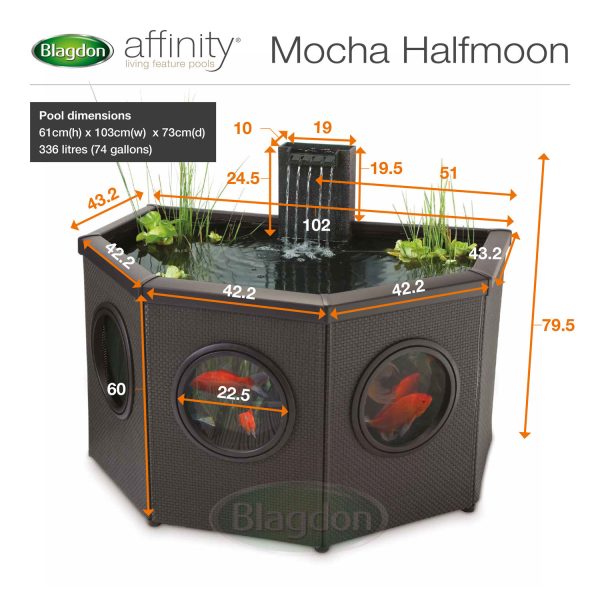 Blagdon Affinity Mocha Half Moon Pool (Inpond 5 - in - 1 3000 UVC included) - Perfect Aquatics Ltd
