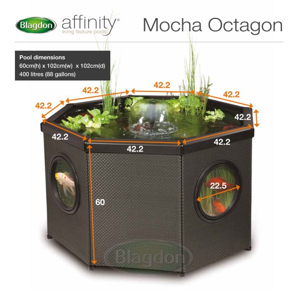 Blagdon Affinity Mocha Octagon Pool (Inpond 5 - in - 1 3000 UVC included) - Perfect Aquatics Ltd