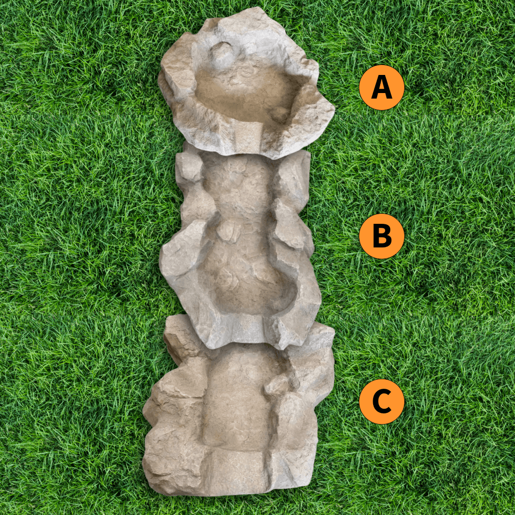 PondXpert Modular Waterfall Cascade System – Interlocking Pond Waterfall Feature (A, B, C Sections) - Perfect Aquatics Ltd