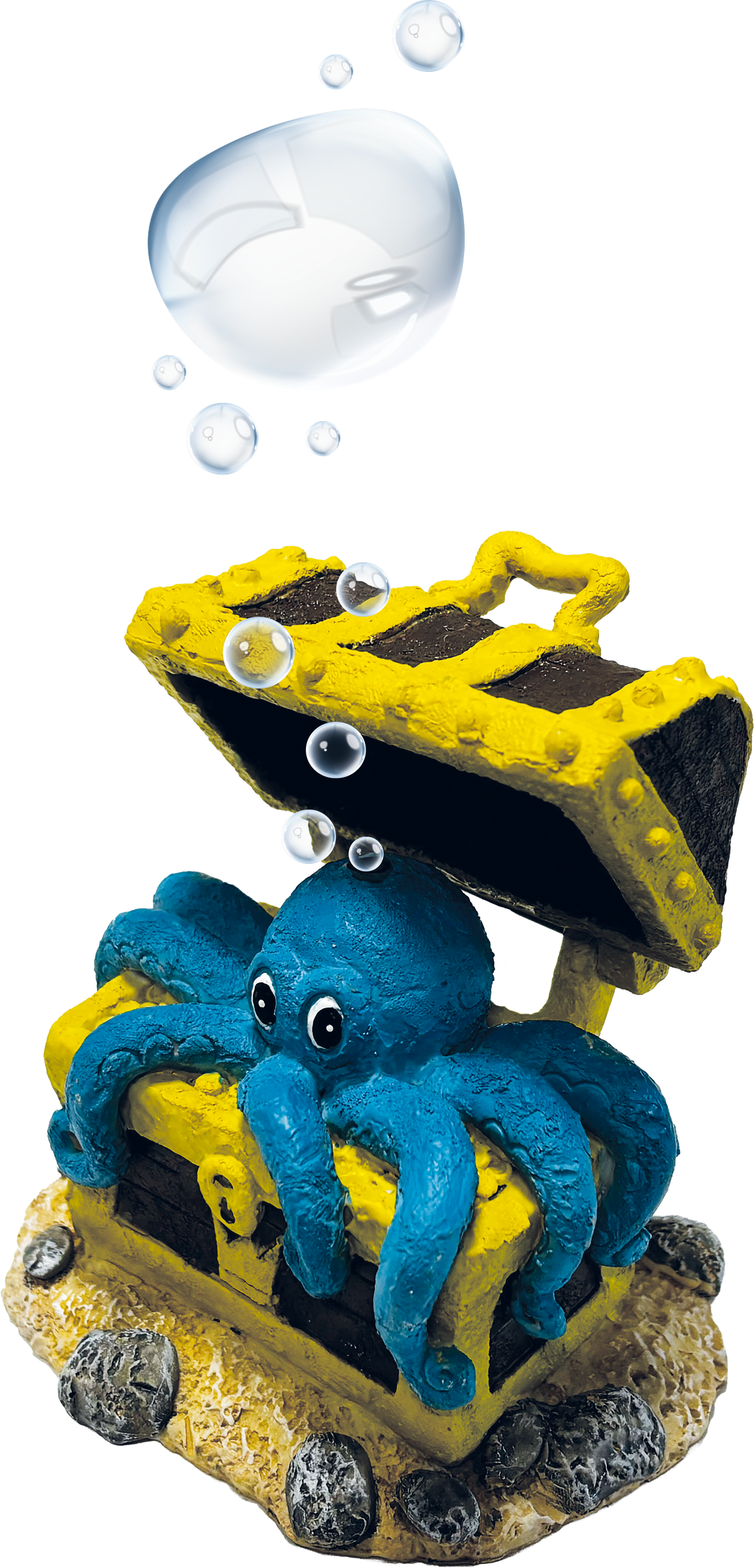 SuperFish Air Deco Octopus Treasure Box aquarium ornament – open