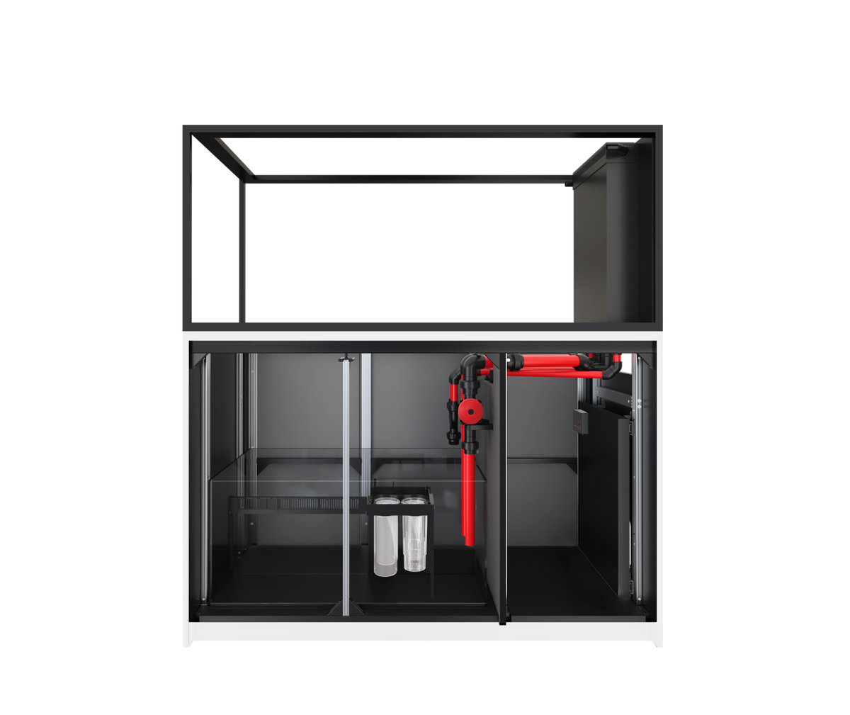 Red Sea REEFER Peninsula S-700 G3+ Aquarium – manufacturer view with cabinet doors removed